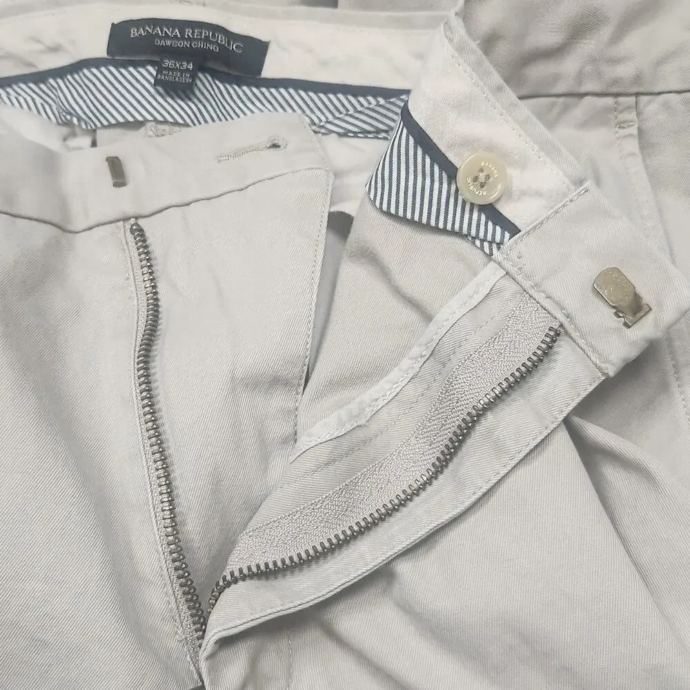 Banana Republic Pants Mens 36x34 Beige Dawson Chino 100% Cotton Casual Classic